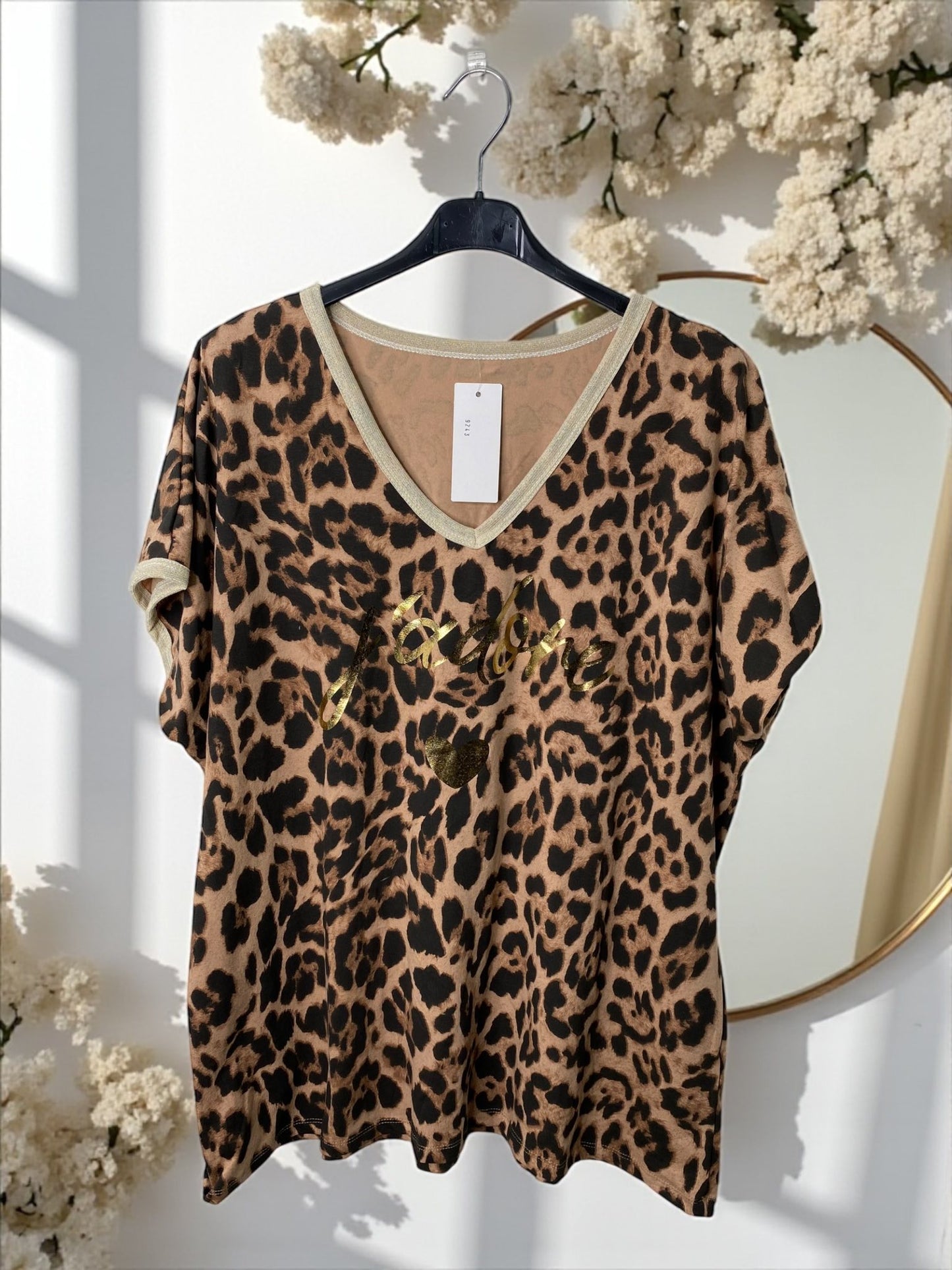 T-shirt J'adore motifs lĂ©opard đ