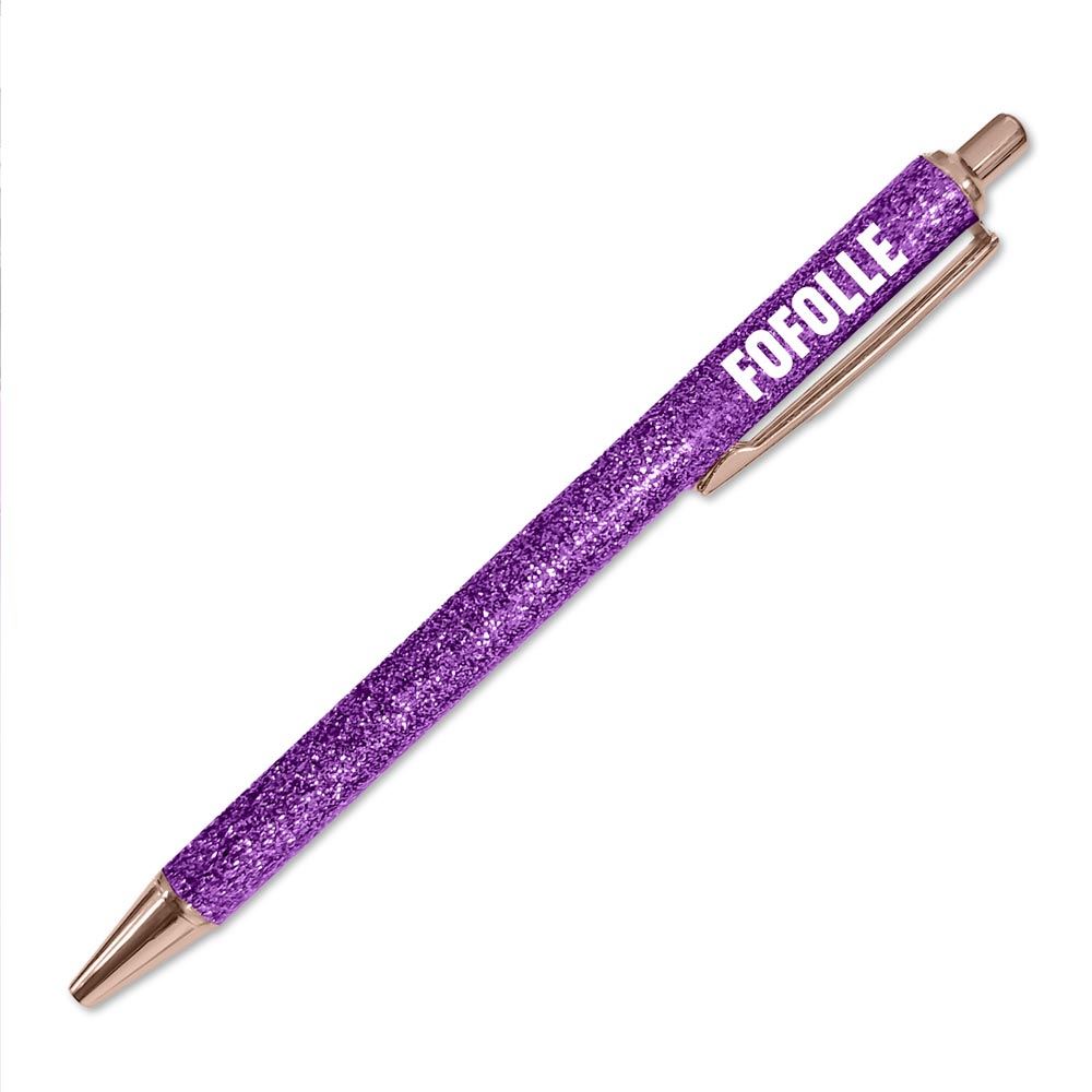 Stylo a paillettes violet fofolle