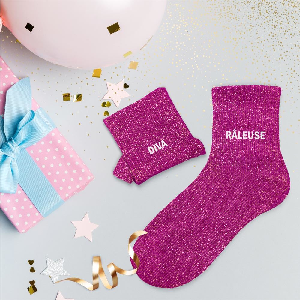 ✨Chaussettes paillettes duo diva râleuse
