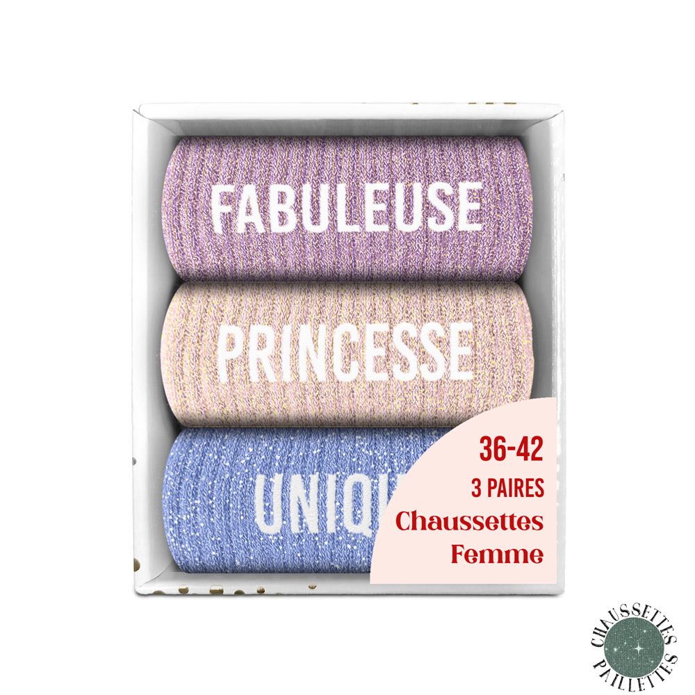✨Coffret trio chaussettes paillettes fabuleuse