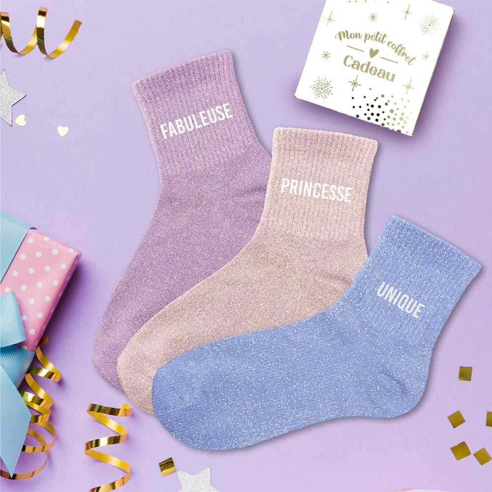 ✨Coffret trio chaussettes paillettes fabuleuse