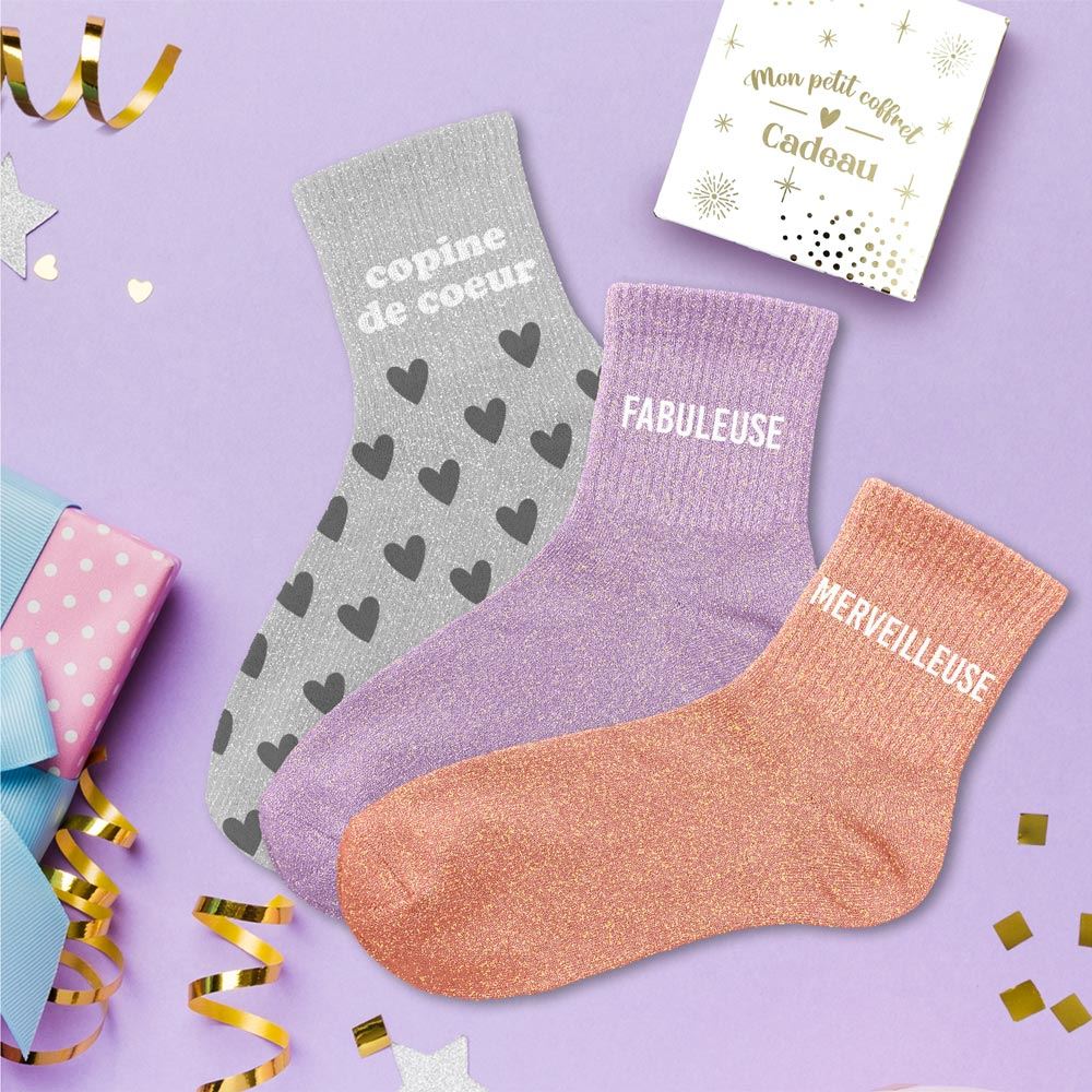 đź’–Coffret trio chaussettes paillettes copine de CĹ’ur