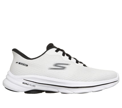 Skechers Slip-ins GO WALK 8 Nadia blanche et noire, vue de face en situation