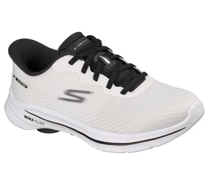 Skechers Slip-ins GO WALK 8 Nadia blanche et noire, vue de profil