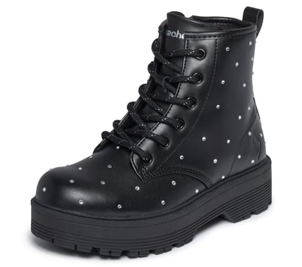 Botte Skechers Gravlen HI Jewels Strut noire, vue latérale avec fermeture éclai