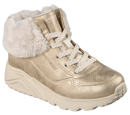 Skechers UNO Lite Cute Fur You Gold, vue de profil