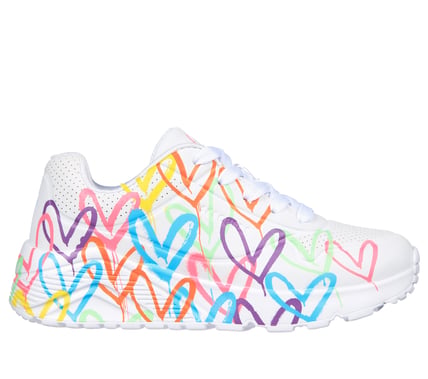 Skechers JGoldcrown UNO Lite Spread the Love, vue de face en situation