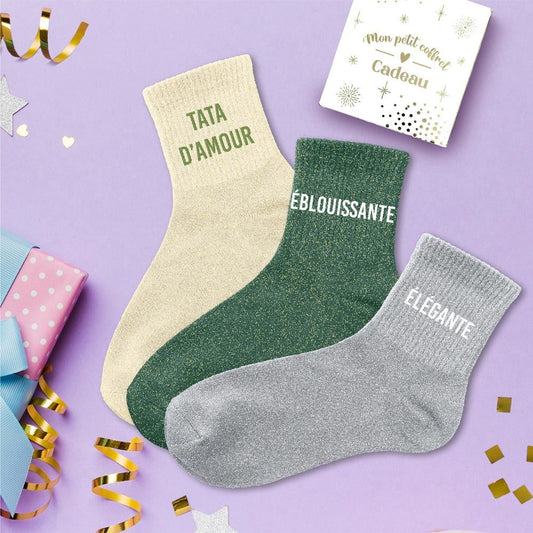 COFFRET TRIO CHAUSSETTES PAILLETTES TATA DAMOUR