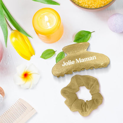 Pince cheveux et chouchou a paillettes maman
