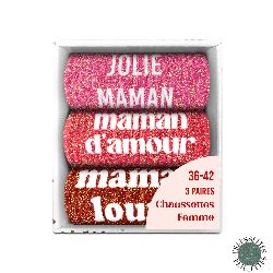 COFFRET TRIO CHAUSSETTES PAILLETTES MAMAN
