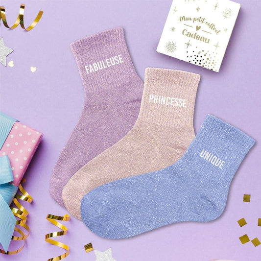 ✨Coffret trio chaussettes paillettes fabuleuse