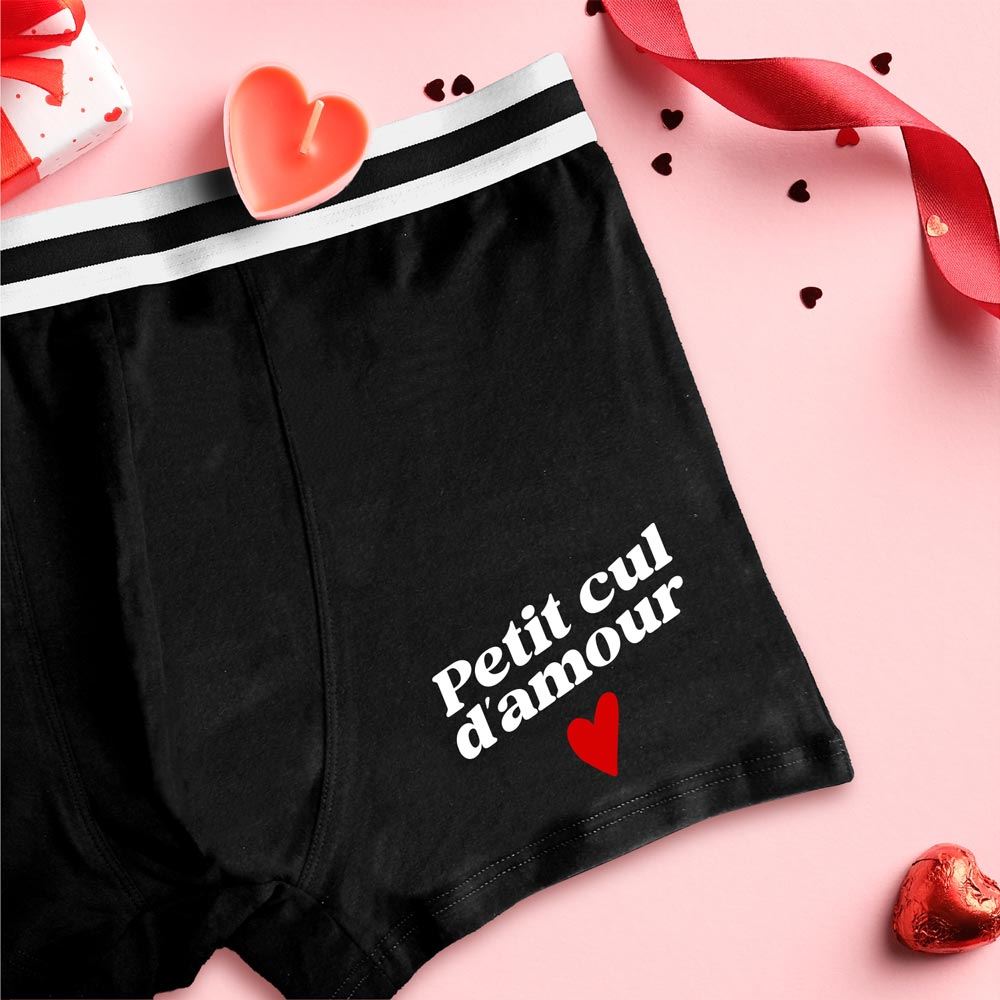 Boxer saint valentin noir Taille S