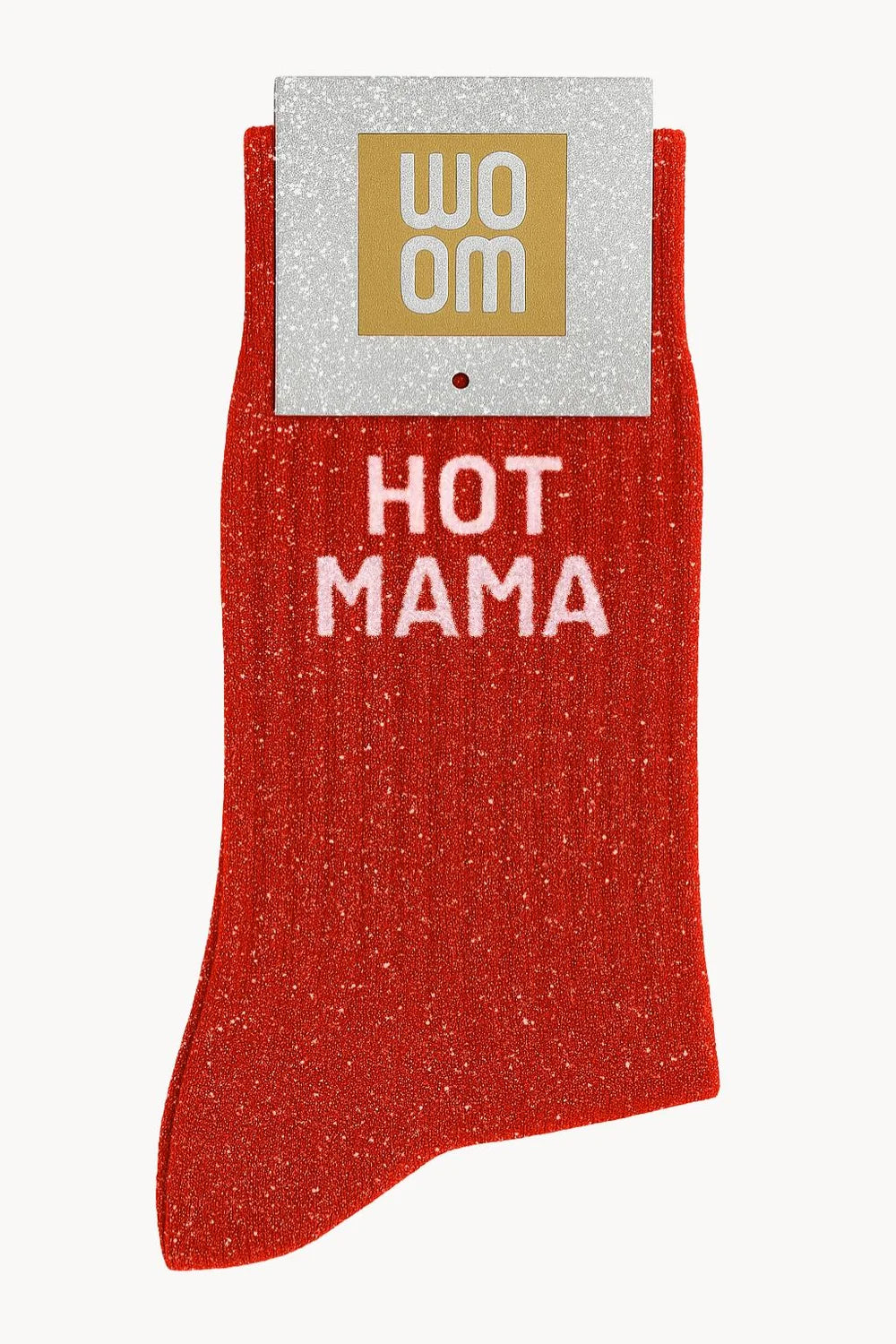 Chaussettes à Paillettes à Message "Hot Mama" - Rouge