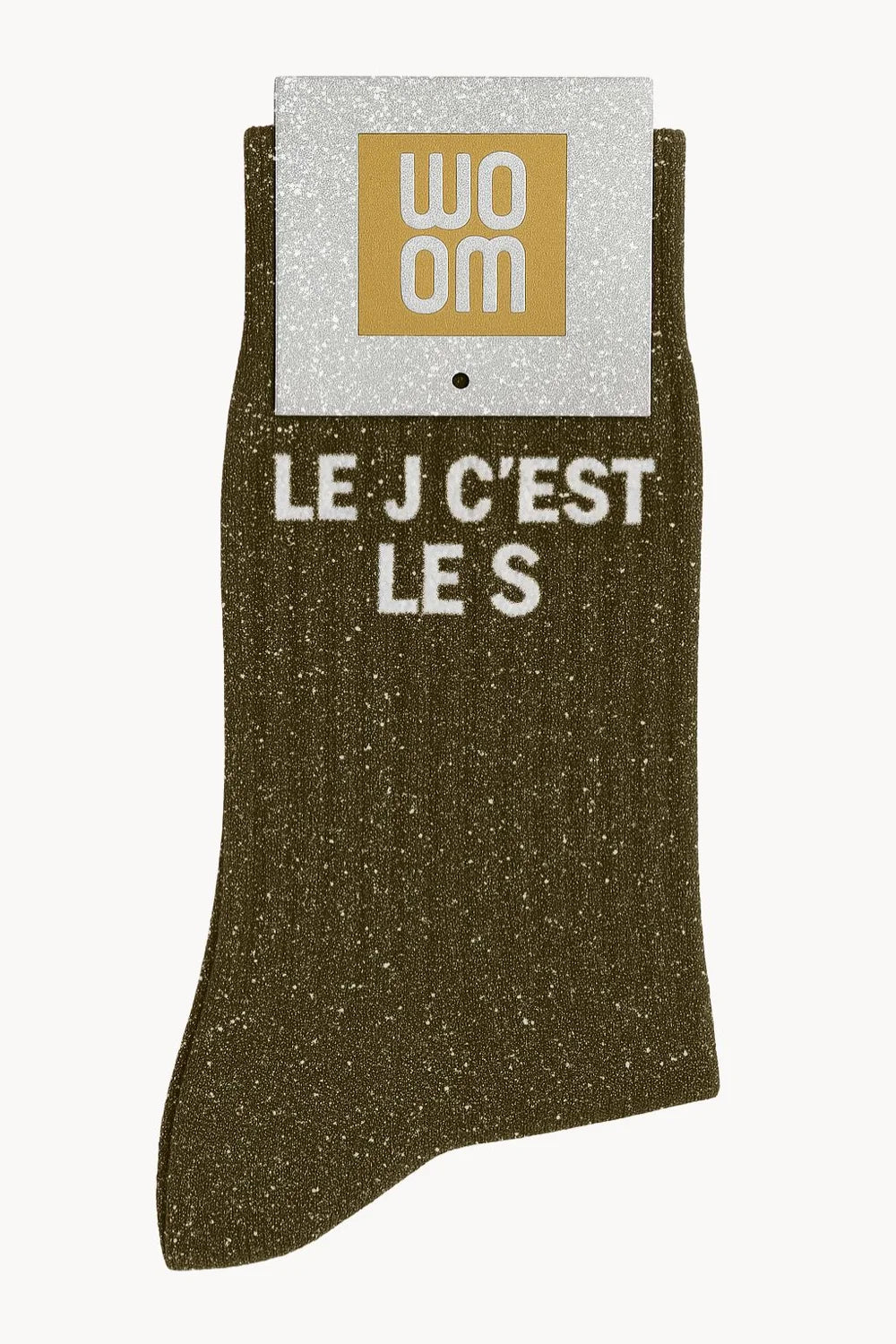 Chaussettes à Paillettes à Message "Le J c'est le S" - Kaki
