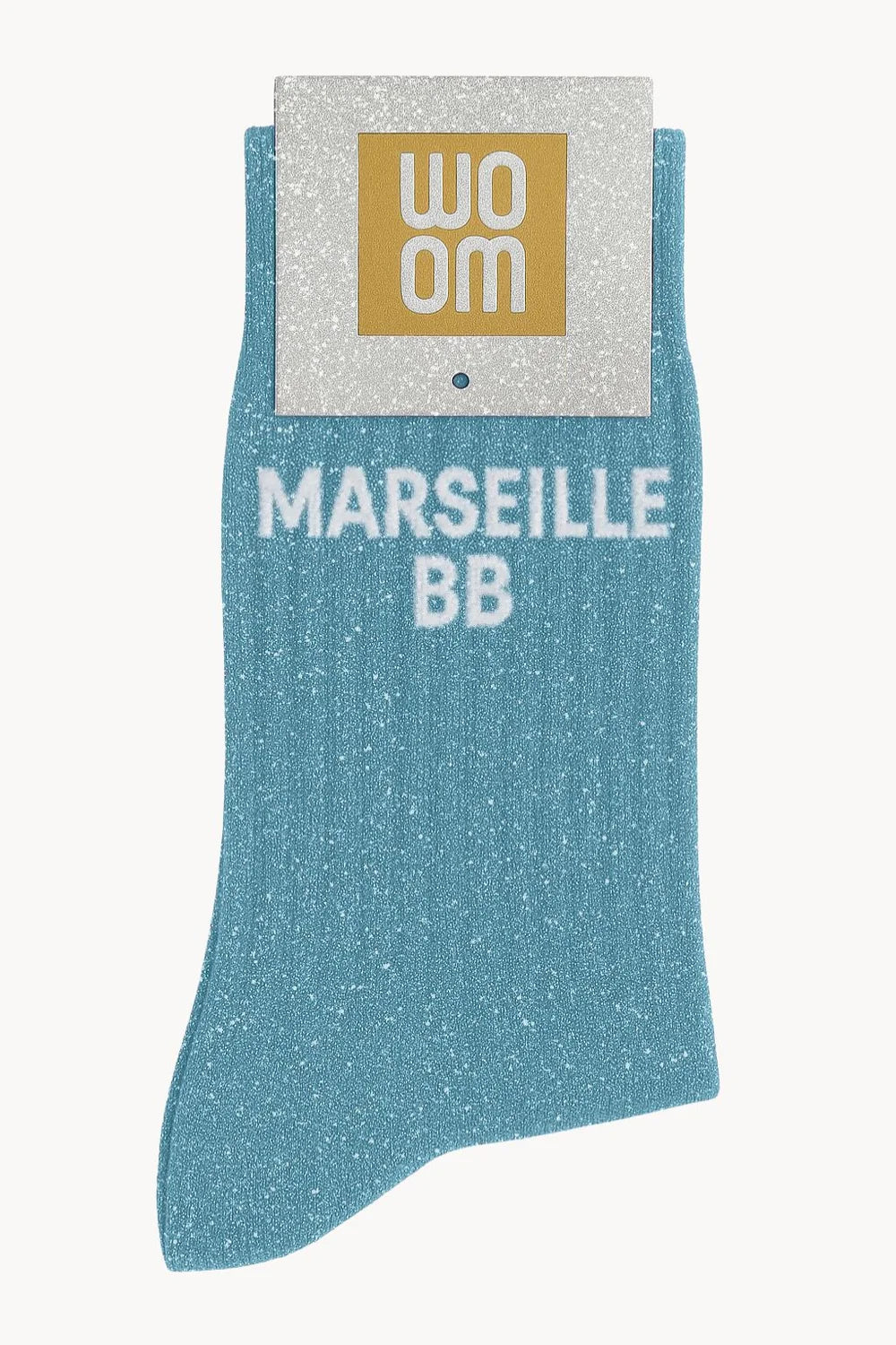 Chaussettes à Paillettes à Message "Marseille BB" - Turquoise