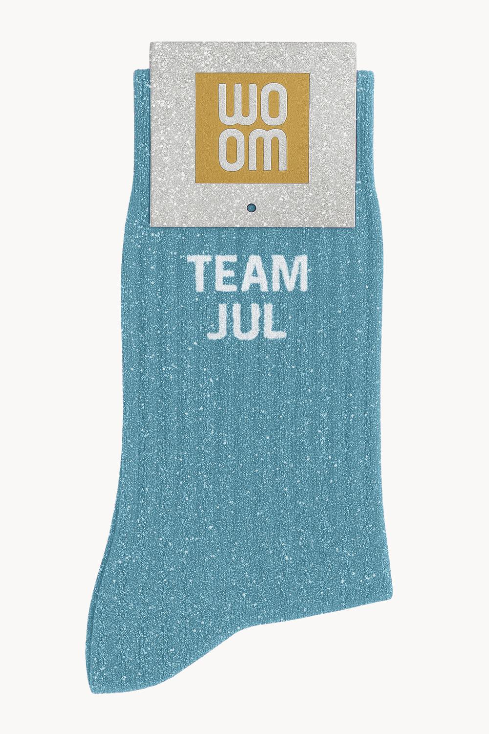 Chaussettes à Paillettes à Message "Team Jul " - Turquoise