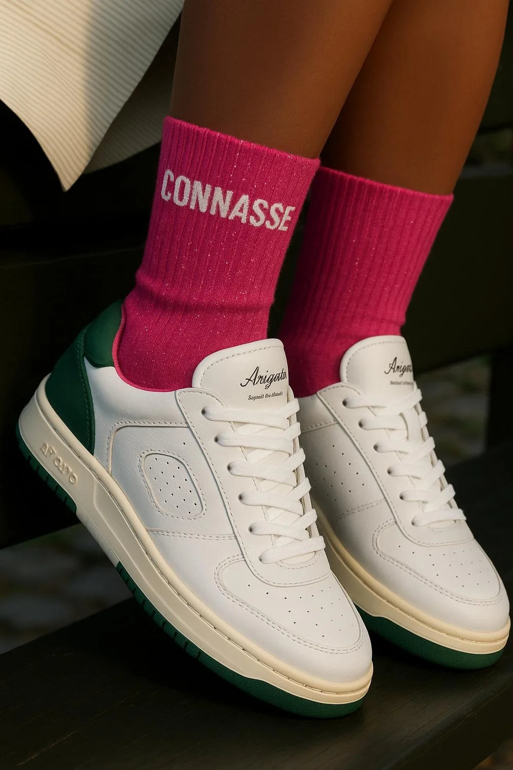 Chaussettes à Paillettes à Message "Connasse" - Rose Fuschia