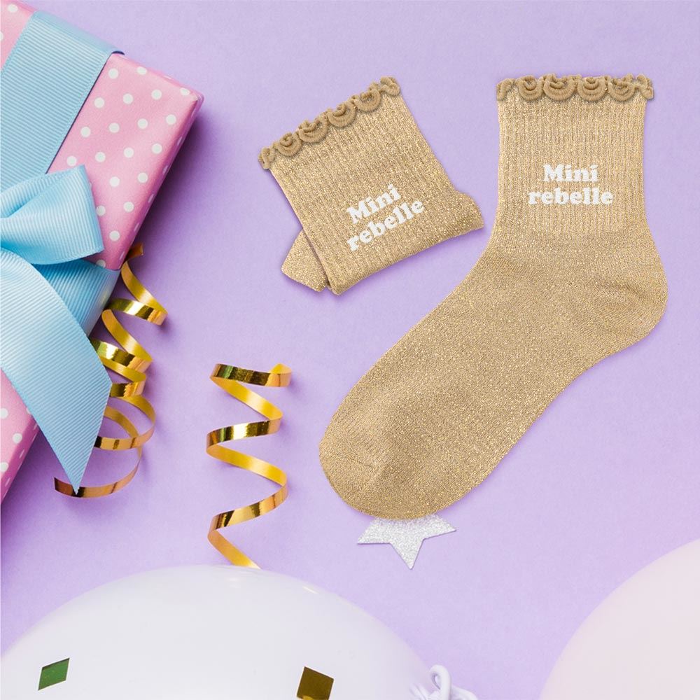 Chaussettes paillettes enfant mini rebelle 3-6ans fille