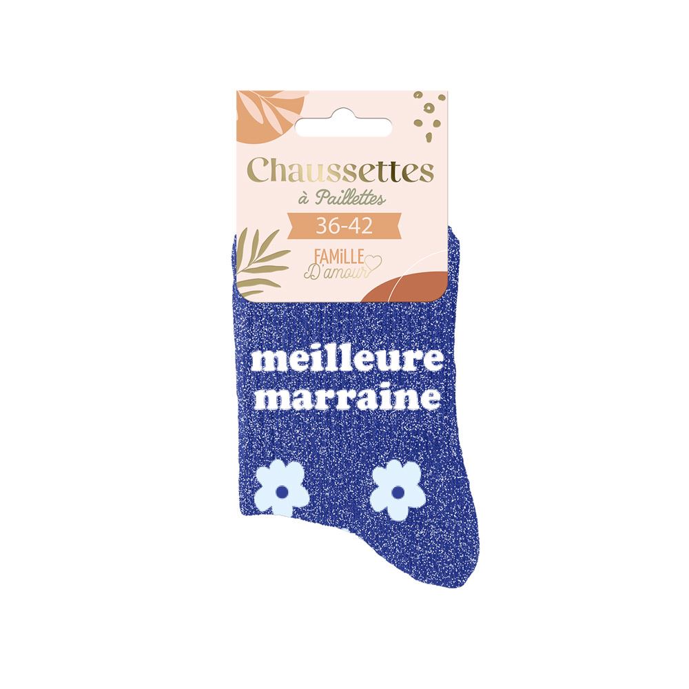 Chaussettes paillettes meilleure marraine