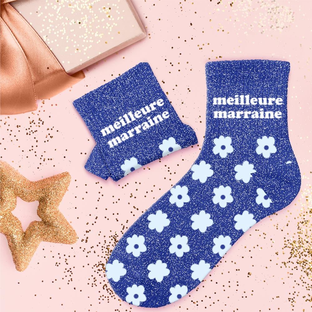 Chaussettes paillettes meilleure marraine