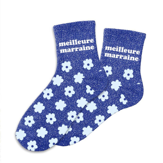Chaussettes paillettes meilleure marraine