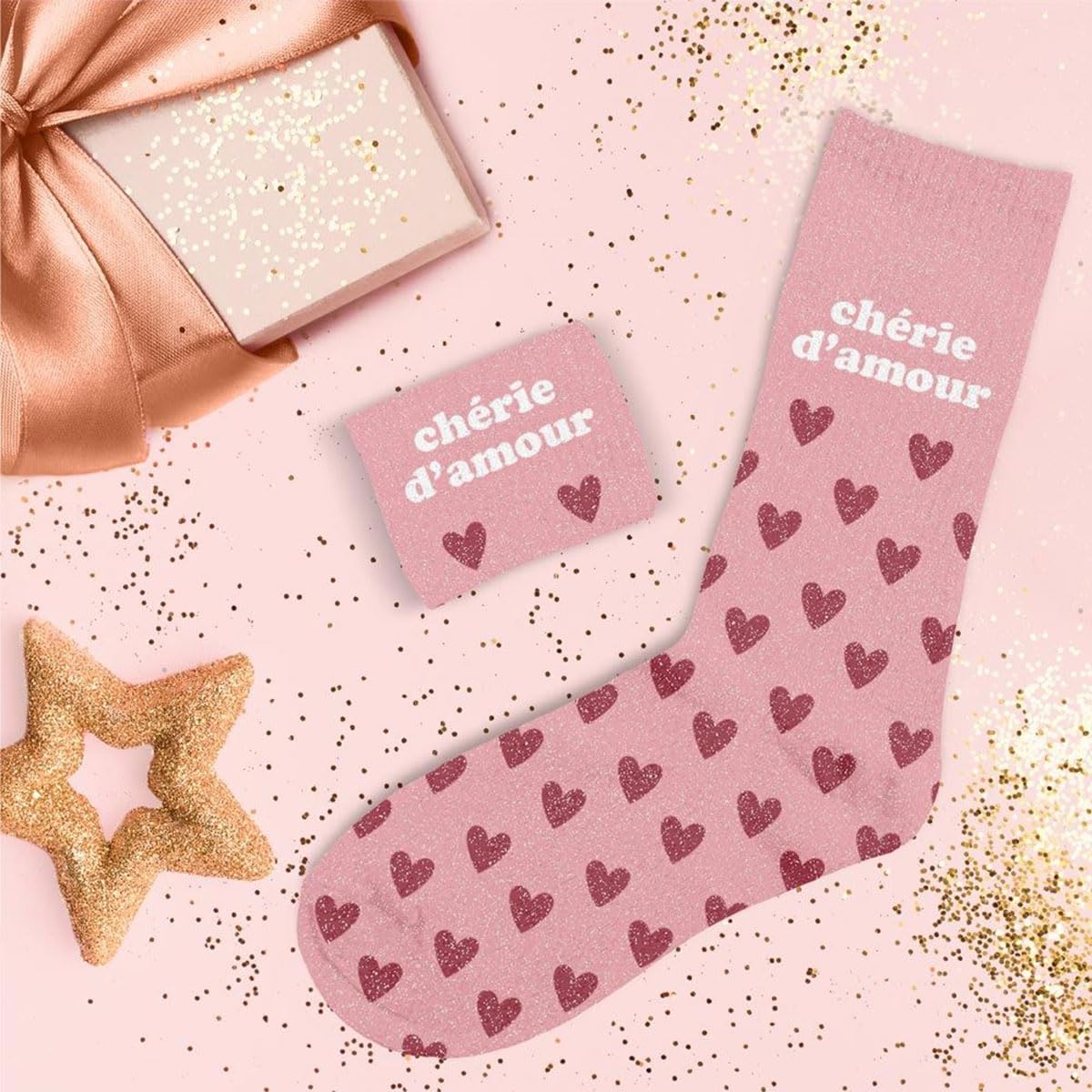 Chaussettes paillettes chérie d'amour