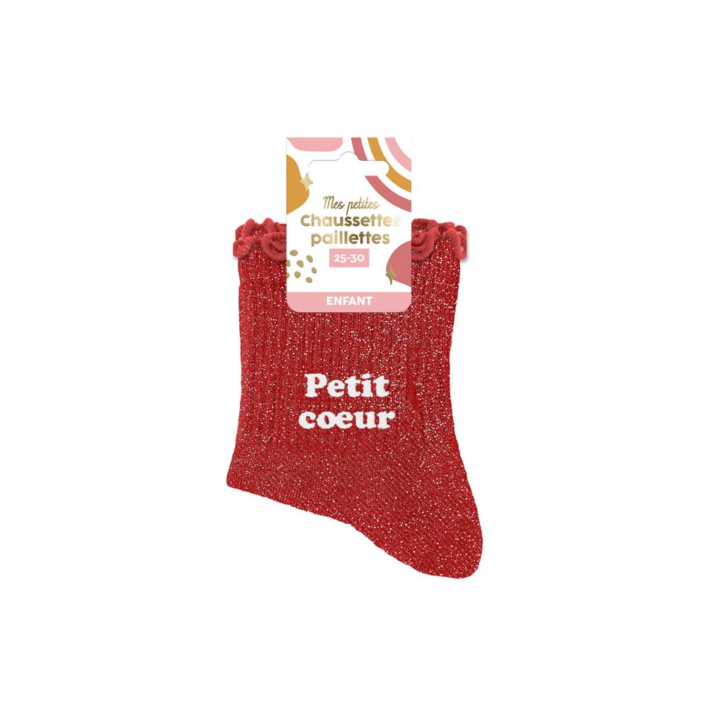 💖Chaussettes paillettes enfant petit coeur 3-6ans fille