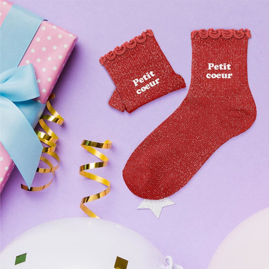 💖Chaussettes paillettes enfant petit coeur 3-6ans fille