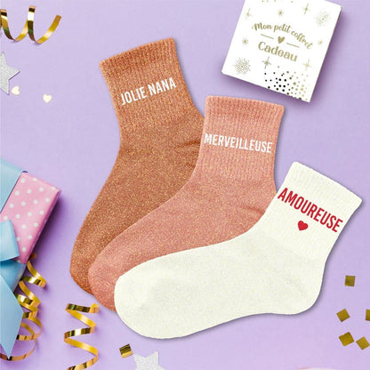Coffret trio chaussettes paillettes jolie nana